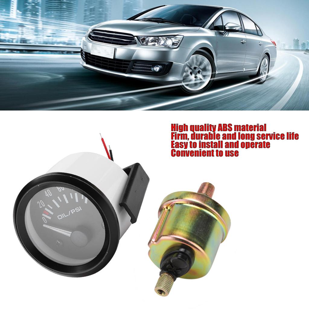 52mm 2in 12V Universal Car Electromagnetic Oil Pressure Gauge Indicator Auto Modified Meter