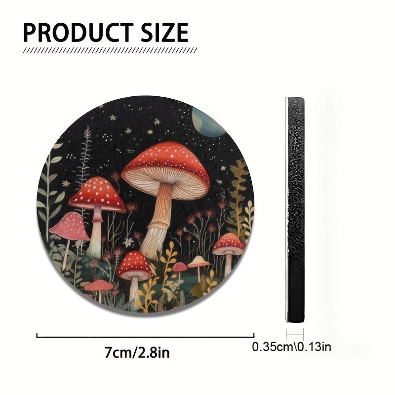Set of 2 Car Coasters Designed for Cup Holders, Featuring an Absorbent And Aesthetic Starry Night Mushroom Theme