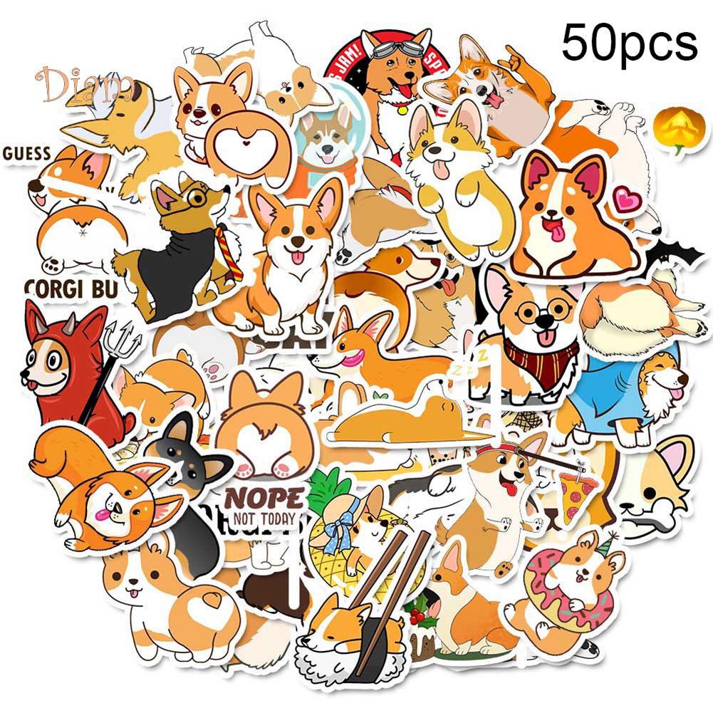 50шт наклеек с рисунком корги