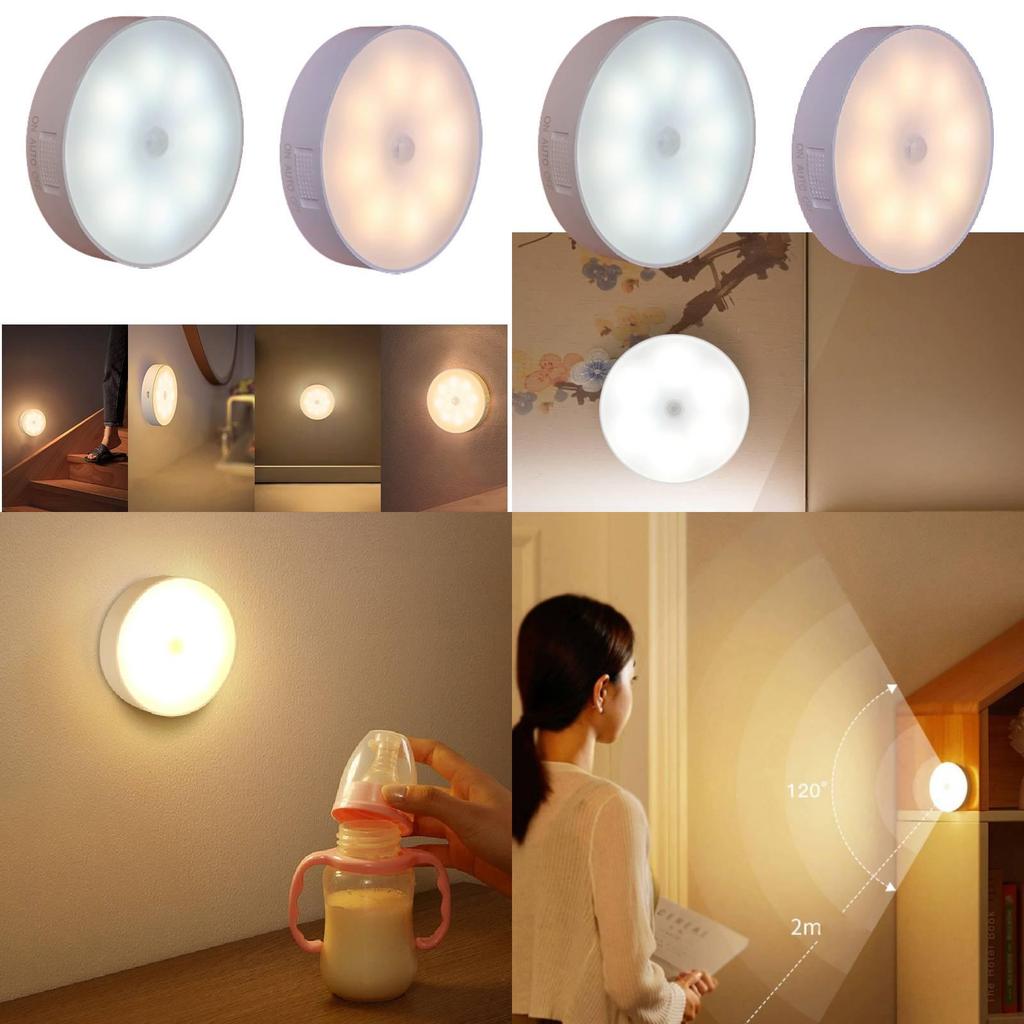 Led Rechargeable Motion Sensor Night Light Closet Stair Induction Lamp Tool