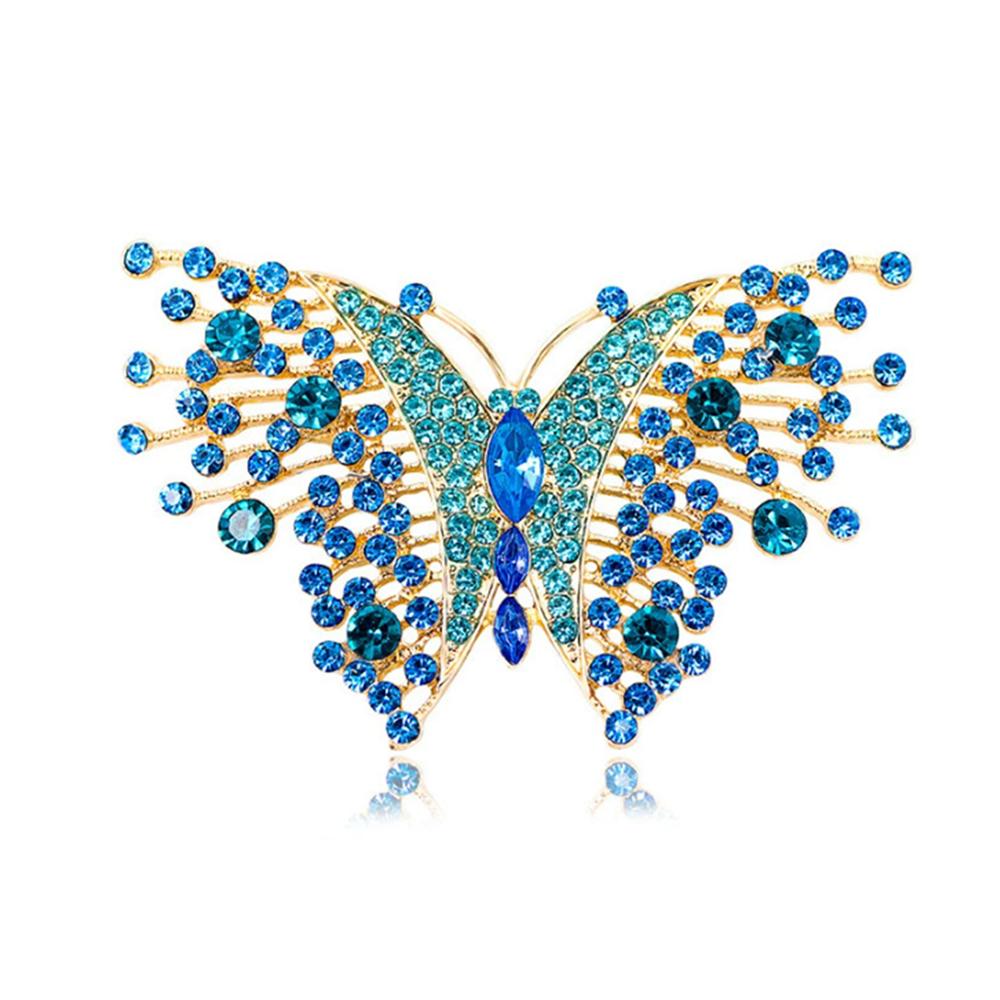 Fashionable butterfly colorful zircon brooch, anti-exposure pin for women, metal button to fix clothes, wedding party gift
