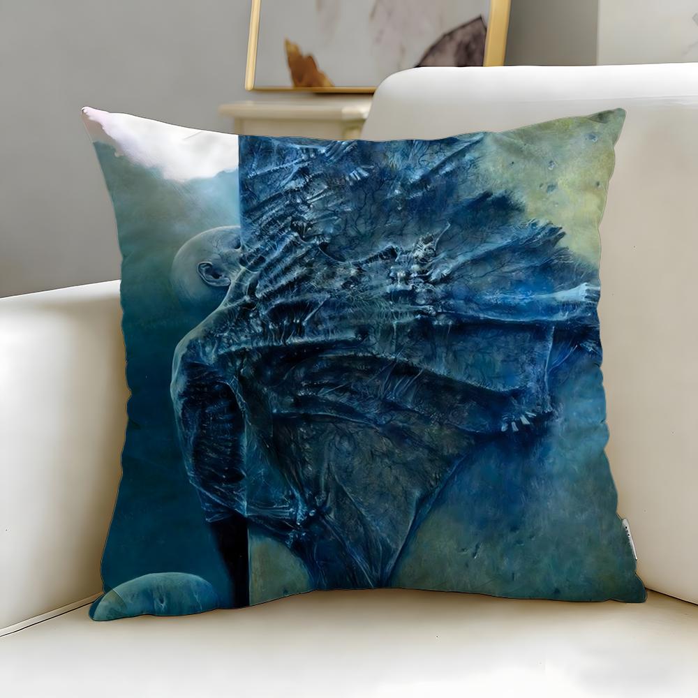Stylish Zzdzislaw Beksinskiable Cushion Cover Soft EasyWash Pillow Case Versatile for Couch Bed Travel and Office