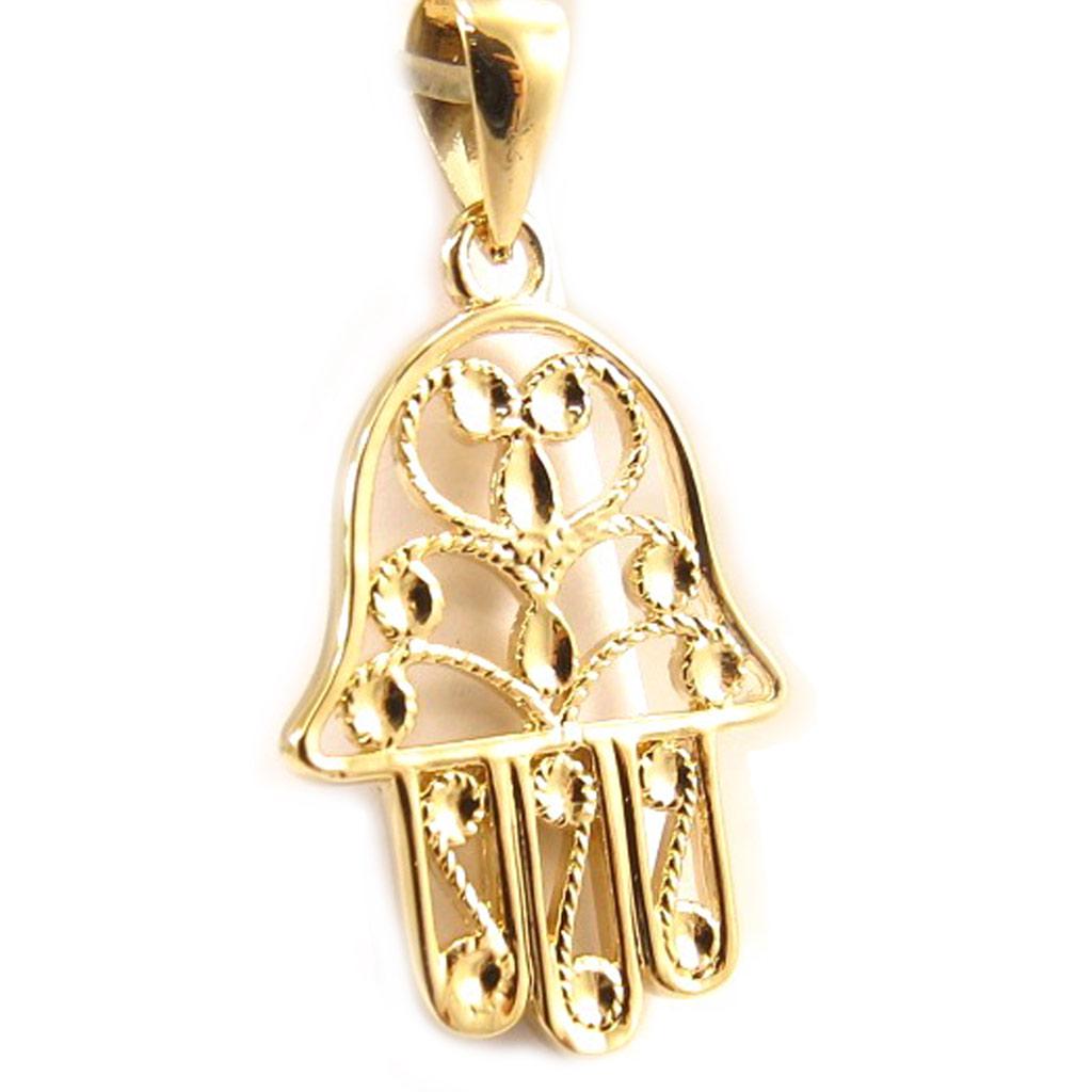 Les Trésors De Lily [L4377] - Gold Plated 'Hand of Fatma' Pendant - 22x15 Mm