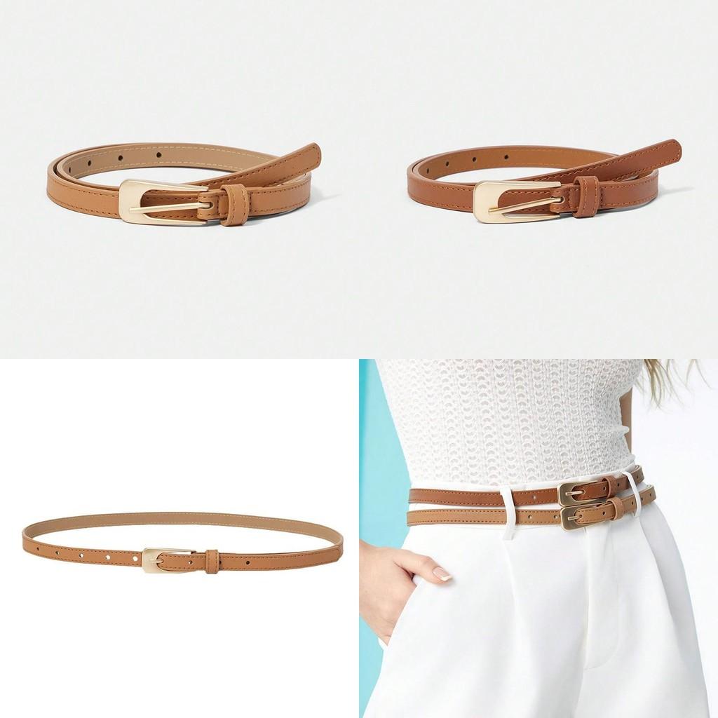 Womens Thin Pu Leather Belt With Pin Closure For Daily Wear And Business