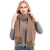 Европейский и американский стиль женский осенне-зимний теплый шарф однотонная шаль полиэстер кисточка пашмина