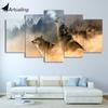 HD Printed 5 Piece Canvas Art Howling Wolf In Clouds Painting Modular Wall Pictures for Living Room