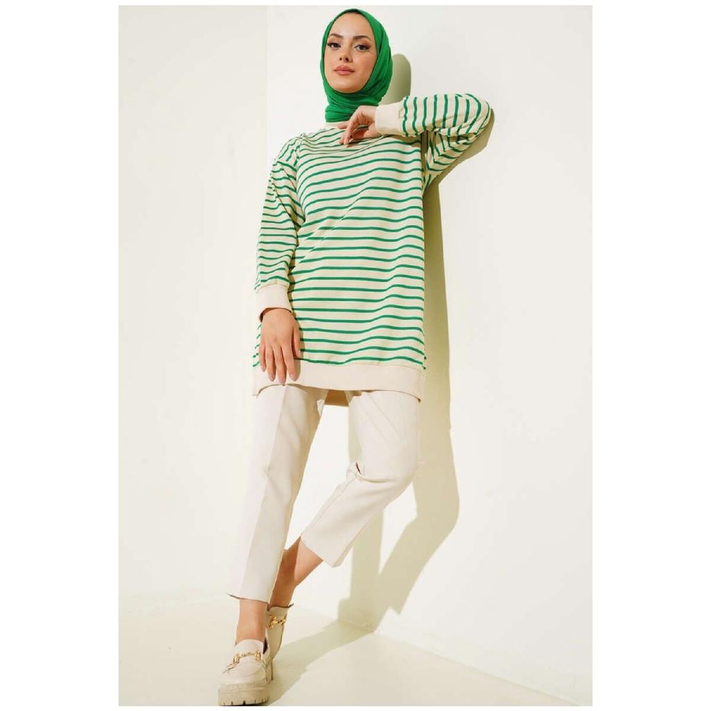 Двухниточный толстовка в полоску в стиле хиджаба-туники