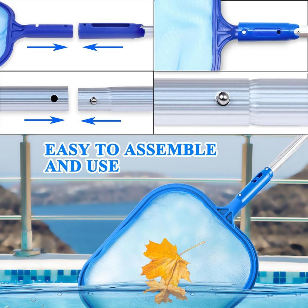 Durable Swimming Pool Leaf Skimmer Net with Telescopic Pole Easy Cleaning for Pools, Spas, and Ponds
