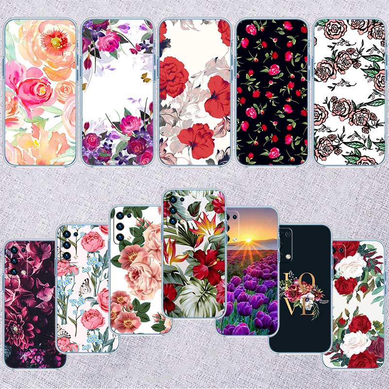 NH24 Flowers rose Pink Transparent Phone Case for Samsung Galaxy A04 A04S A14 A23 A34 A54 M23 M33 M52 M53
