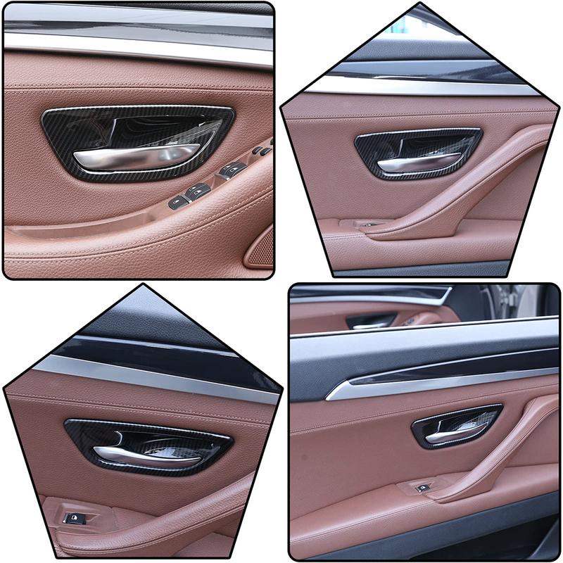 for bmw 5 Series Interior Carbon Fiber Door Handle Trim Car Interior Enhancement Carbon Wire Pattern Color Carbon Fiber Style