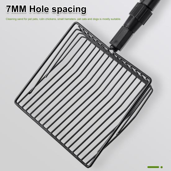 Металлический совок для кошачьего туалета, многоразовая сверхмощная лопата для просеивания со съемной регулируемой длинной ручкой для собак в курятнике