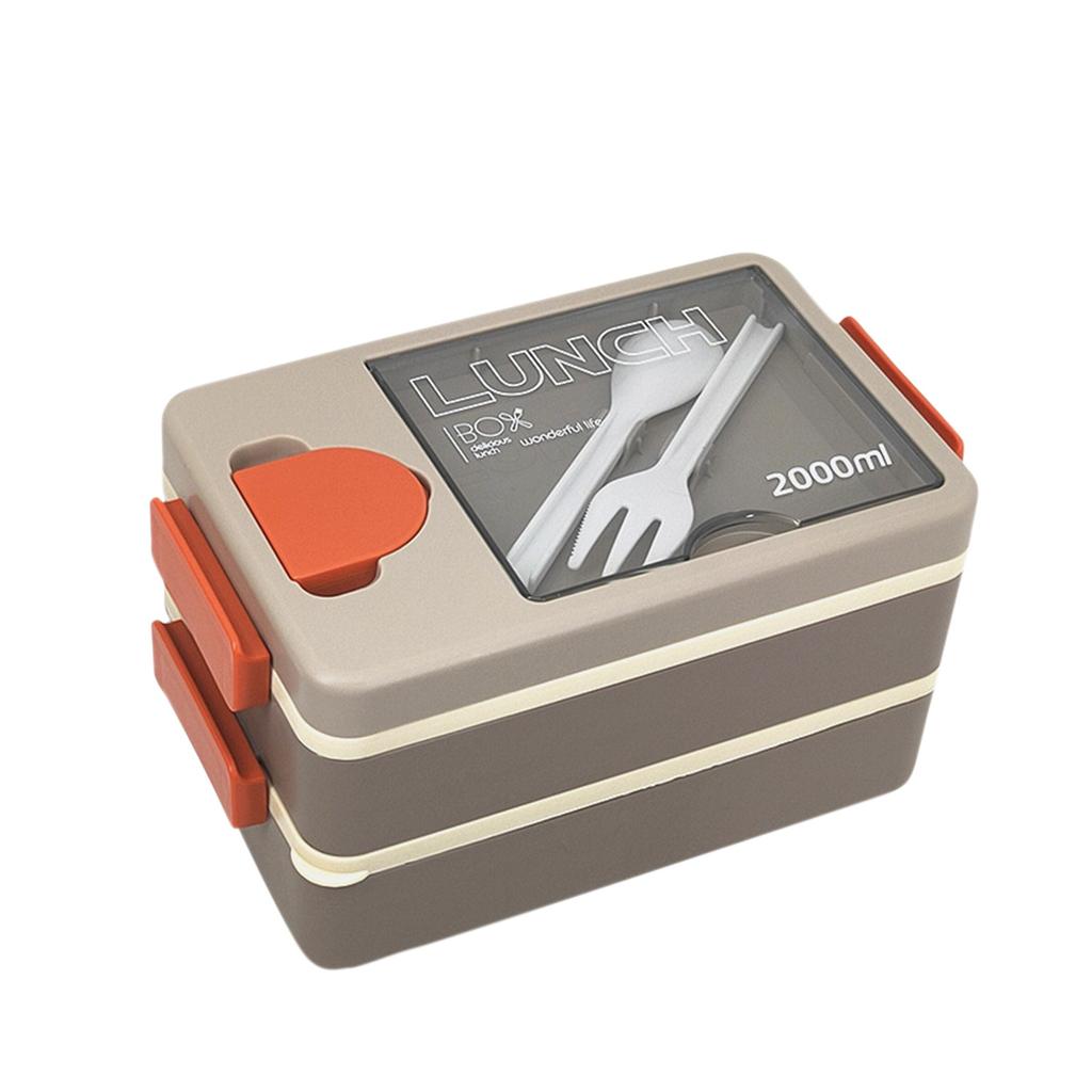 Double-layer Student Lunch Box With Seasoning Box  Worker Microwave Heating Lunch Box Student Special Compartment Lunch Box