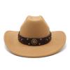 Ковбойская шляпа в стиле вестерн для мужчин и женщин, джазовая шляпа с загнутыми краями, этнический шерстяной цилиндр
