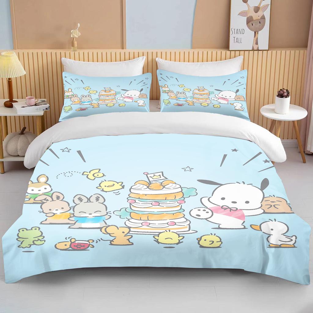 Постельное белье с 3D-принтом Pochacco, комплекты: одеяло, покрывало, пододеяльник, наволочки, 2-3 предмета, декор для детской и взрослой спальни