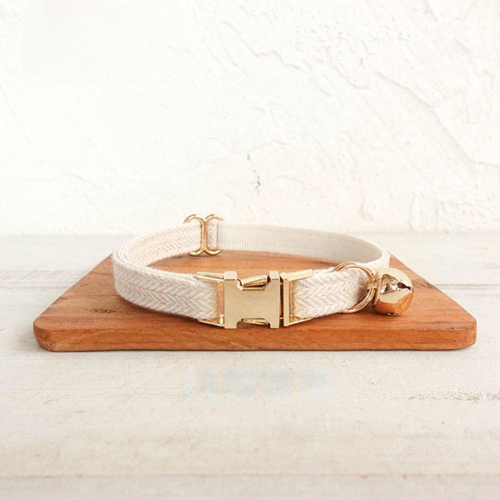 Solid Color Cat Collar with Bell Metal Buckle Pet Dog Collar Practical Pet ID Name Tag Pet Show