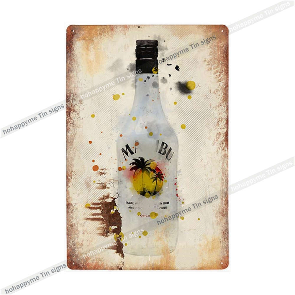 Малибу Жестяная Табличка Ром Металлическая Картина Табличка Для Бара Паба Клуба Кафе Наклейка На Стену Украшение Семейный Постер Тарелки 20x30см