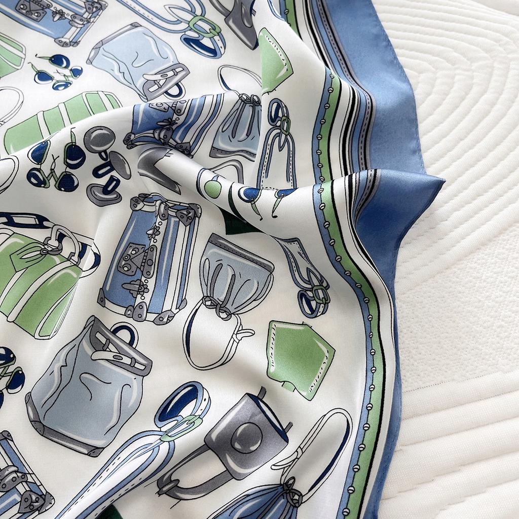 Scarf with print, women' synthetic silk, gift scarf, 70x70