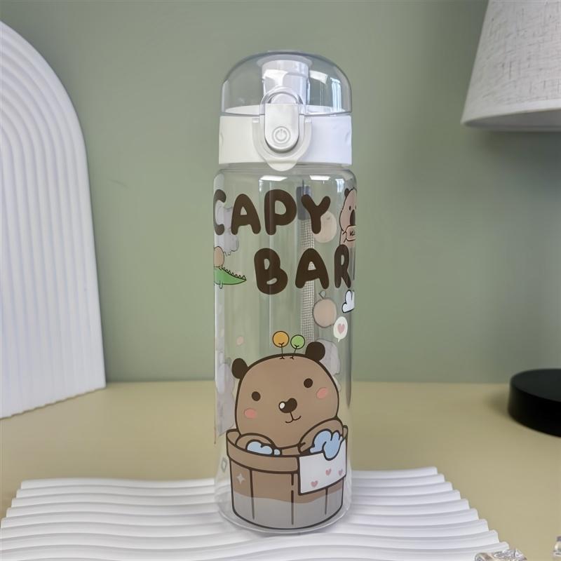 780ml Capybara transparent Cup Cute Cartoon Water Bottle with Carry Strap Leakproof Portable Outdoor Drinking Cup Sports Bottle