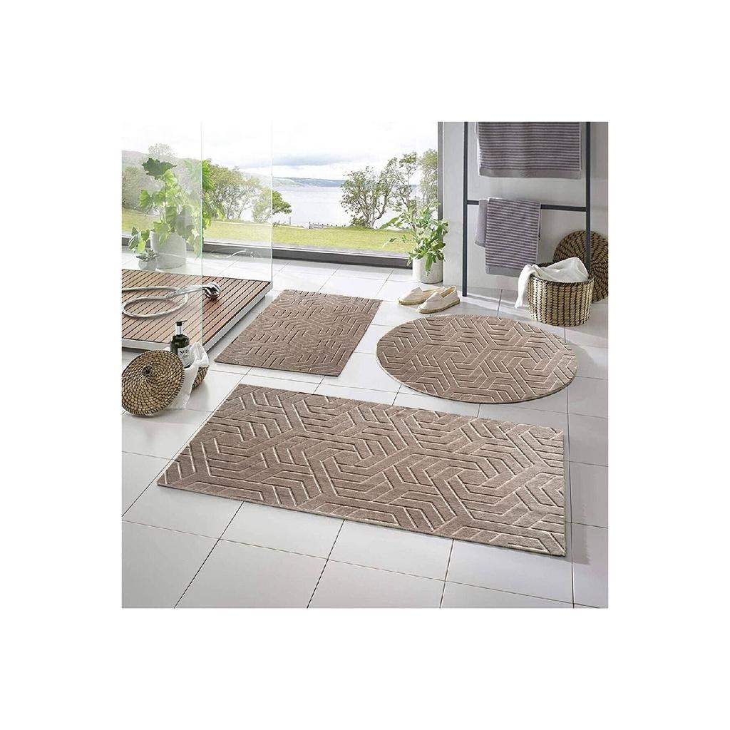 Коврик для ванной Lux Armoni Embos, набор для унитаза, 3 предмета, 50x90--50x60--50x50 (круглый)