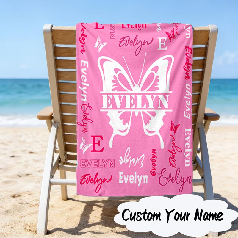 Custom Name Your Name Art Design Microfiber Beach Towel Super Soft & Absorbent for Bath, Beach, Travel Bath Time Accessory, Fan gifts