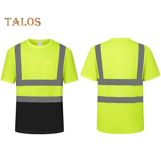 Мужская светоотражающая одежда с коротким рукавом и круглым вырезом, светоотражающая футболка с сетчатыми вставками, промышленная рабочая одежда