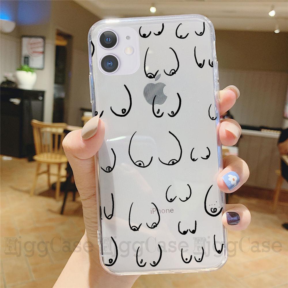 INS смешной Boobs Art эскиз Защитный мягкий чехол для телефона для iPhone 15 14 12 mini 11 13 Pro Xs Max X XR 7 8 Plus SE Силиконовый чехол