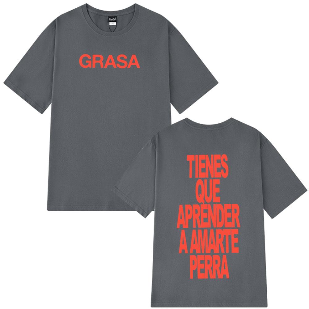2025 Summer Rapper Nathy Peluso Grasa Letters Print T Shrit Men Women Aesthetic 100 Pure Cotton Printed Breathable Tshirt