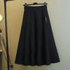 Autumn Winter Women's Skirt Knitting Solid Color High Waist A-line Elastic Waist Mid-length Skirt