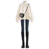 Women's Milky White Fluffy Cable Knit Sweater - Soft, Loose-Fitting, and Gentle for Spring/Summer