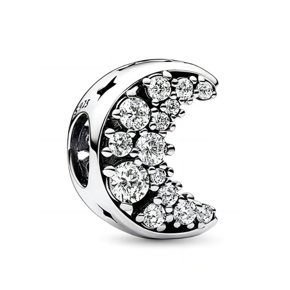 New Arrival Sparkling Crescent Moon & Spinnable Star Charms S925 Silver Fit Original Bracelet DIY for Women Gift
