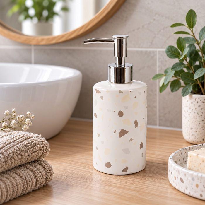 Distributeur de savon - EDEN - Terra-zzo - Taupe marron - Argile 19 cm - Pompe dose économique