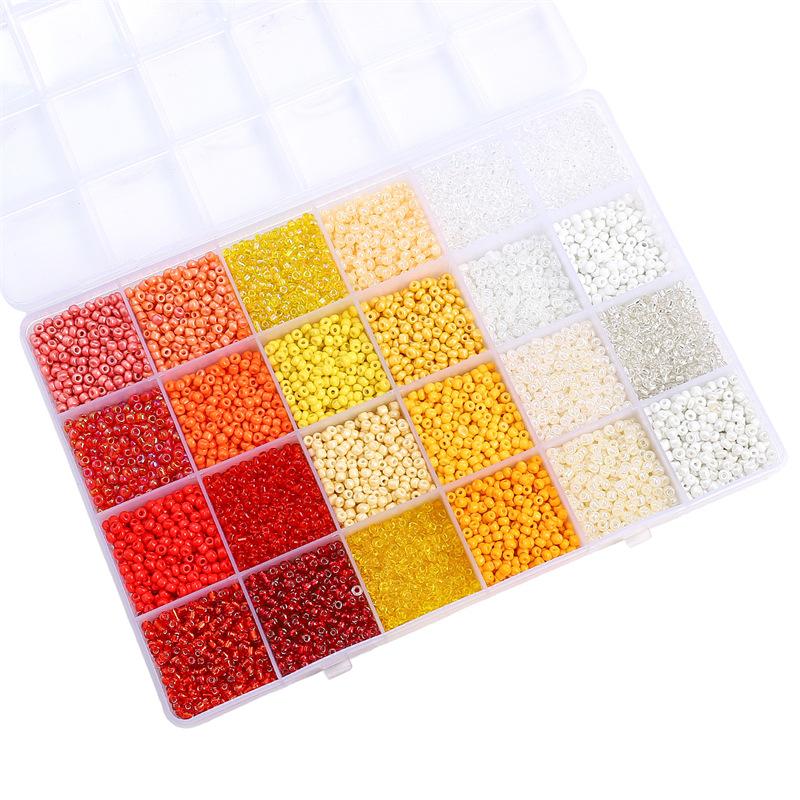 24 Grid Millet Beads Set Box 3 Color Collision System Glass Rice Beads Handmade Diy Making Beads Bracelet Necklace Jewelry Accessories Lovely Colour
