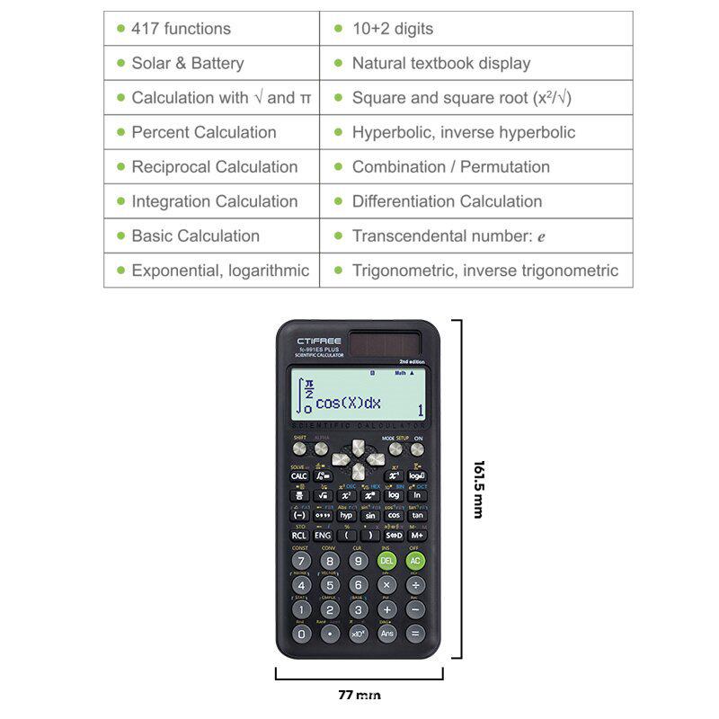 Научный калькулятор FX991ESPLUS 2-го поколения с 2-й функцией и цветным логотипом для студентов.
