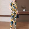 Летние элегантные брючные комплекты больших размеров для женщин, комплекты из 2 предметов с винтажным принтом, женский наряд
