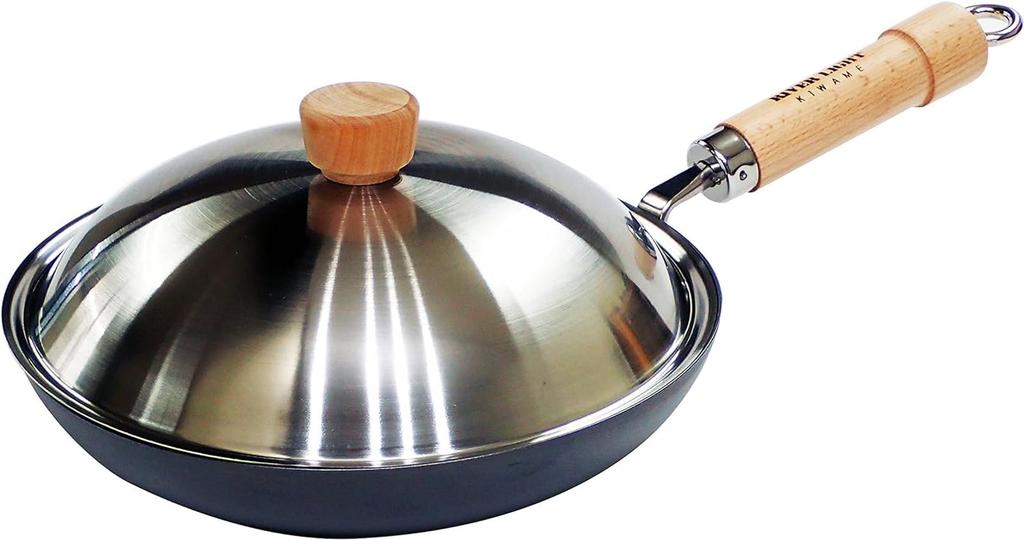 River Light Kiwami JAPAN Iron Frying Pan Set with Lid 28cm Iron Nitride Nitriding Compatible with IH Rust Resistant Made In Japan JS1228