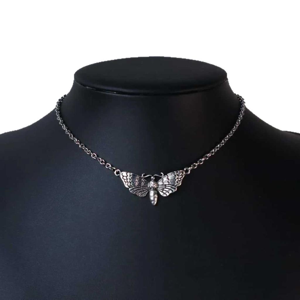 Gothic Death's-head Moth Necklace - Gold or Silver Alternative Pendant Jewelry for Men and Women