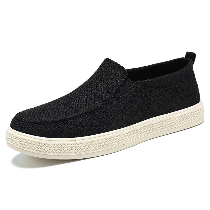 Men's Shoes Old Beijing Cloth Shoes Summer New One-pedal Lazy Shoes Breathable Non-smelly Feet Men's Cloth Shoes Soft-soled Men's Single Shoes