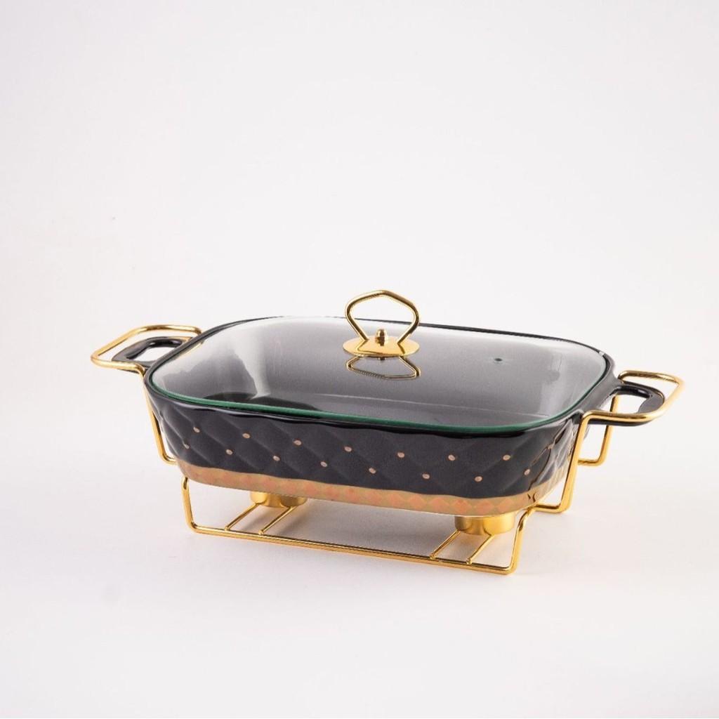 Light Luxury Style Golden Point Ceramic Soup Pot Household Large Capacity Golden Baking Pan Dry Soup Pot Creative Pot