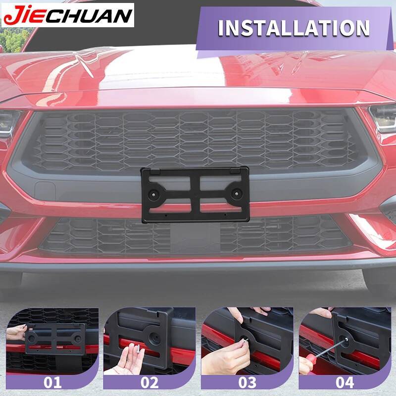 JIECHUAN Car Front License Plate Mounting Bracket Holder For Ford Mustang 2018-2023 2024 Up US standard Car Exterior Accessories