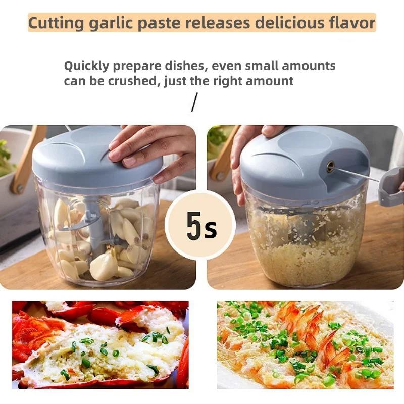 500ML Manual Meat Mincer Garlic Chopper Rotate Garlic Press Crusher Vegetable Onion Cutter Kitchen Cooking Food Chopper