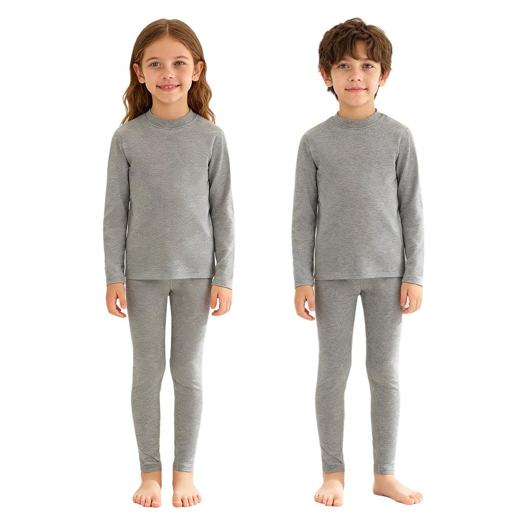 Детский термобельевой комплект из 2 предметов: Теплый топ с круглым вырезом и длинными рукавами и леггинсы на эластичном поясе для девочек и мальчиков, зимняя одежда для сна