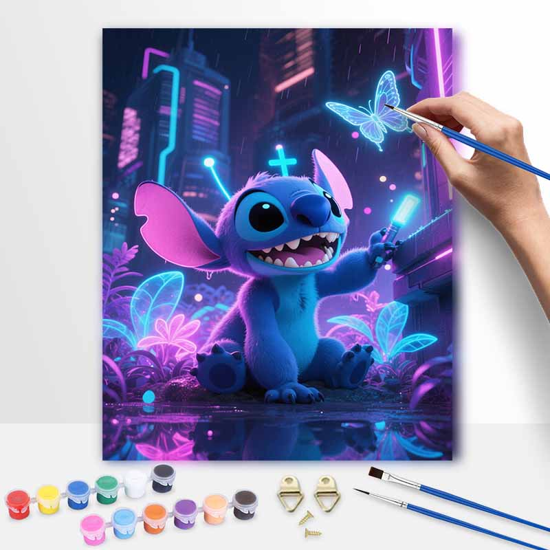 Disney Стич неоновый кибер-стиль цифровая масляная живопись набор для рисования вручную DIY домашний декор