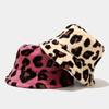 Women S Leopard Print Fleece Lined Bucket Hat Casual Warm Winter Hat