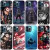 Чехол аниме Demon Slayer Tanjiro для Apple iPhone 14 13 12 Mini 11 Pro Max 7 8 XR X XS 7 8 Plus SE 2020 2022, черный чехол