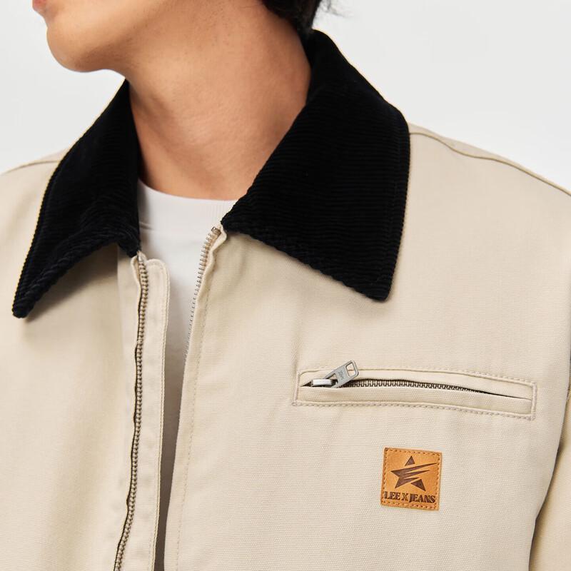 Lee Мужская рабочая хлопковая куртка с контрастным воротником на молнии