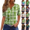 Women's T Shirt Tee Print Button Short Sleeve Daily Weekend Fashion Basic V- Neck Regular Top St. Patrick's Day