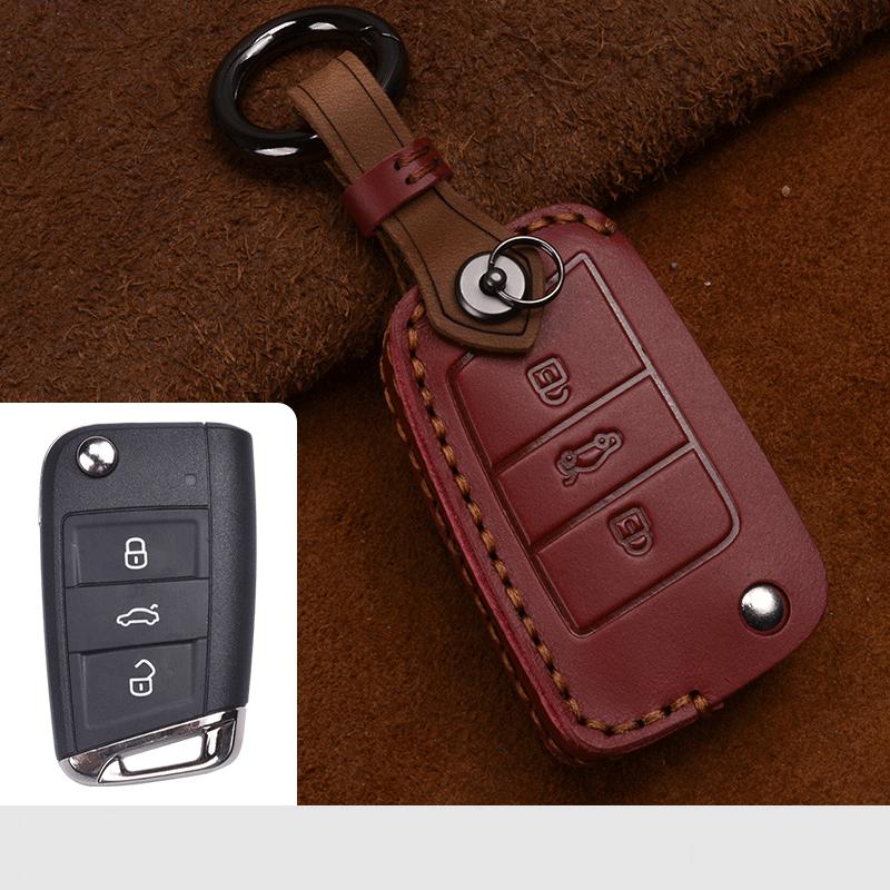 Leather Car Key Case Full Cover Protection For Volkswagen VW Jetta Golf 7 MK7 Seat Ibiza Leon FR2 Altea Aztec Polo Passat Tiguan