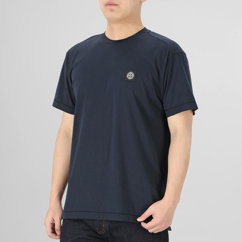 STONE ISLAND Мужская футболка с круглым вырезом и короткими рукавами, украшенная значком L1S152100027S0013-V0020