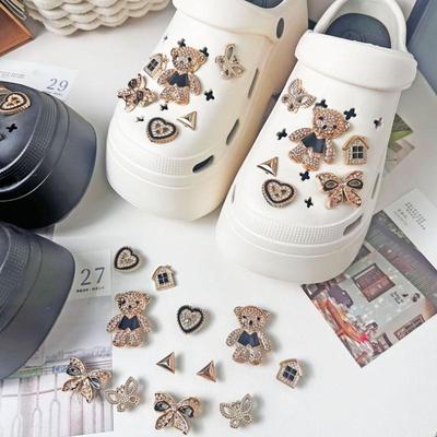 12 шт. Набор модных шармов для обуви Аксессуары Пряжка для обуви с отверстиями Милый медведь DIY 3D Украшения для обуви для клогов Bogg Bag