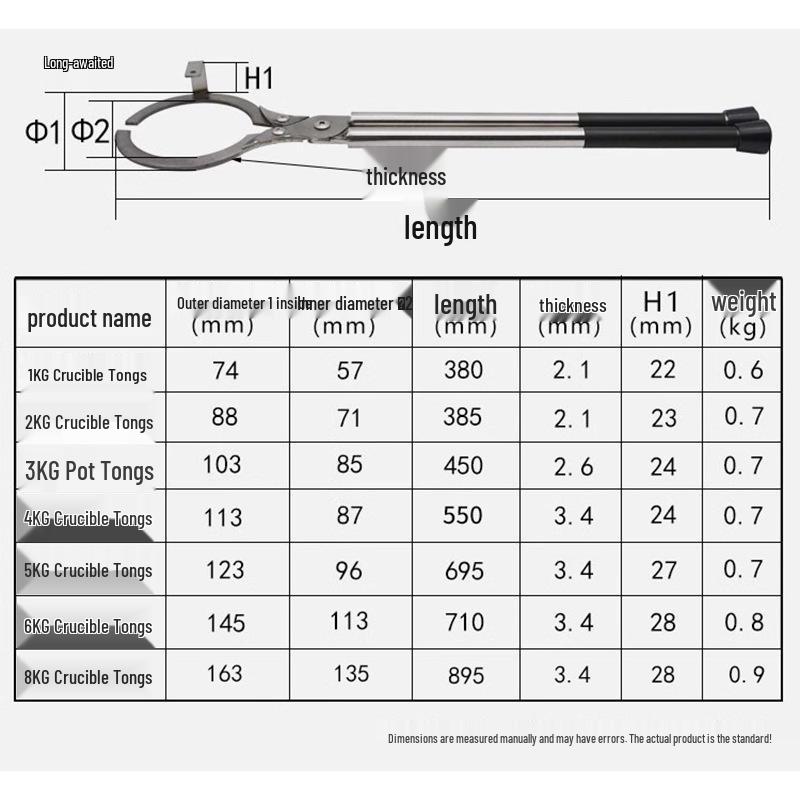 Stainless Steel Crucible and Beaker Tongs for Melting Gold, Silver, and Graphite